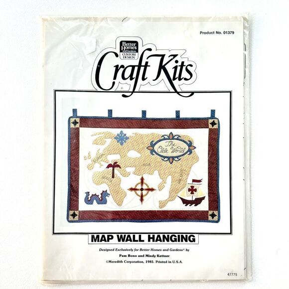 TWO Vtg Better Homes and Gardens Patterns Ships Quilt Map Wall Hanging 1985 NEW - Picture 2 of 8